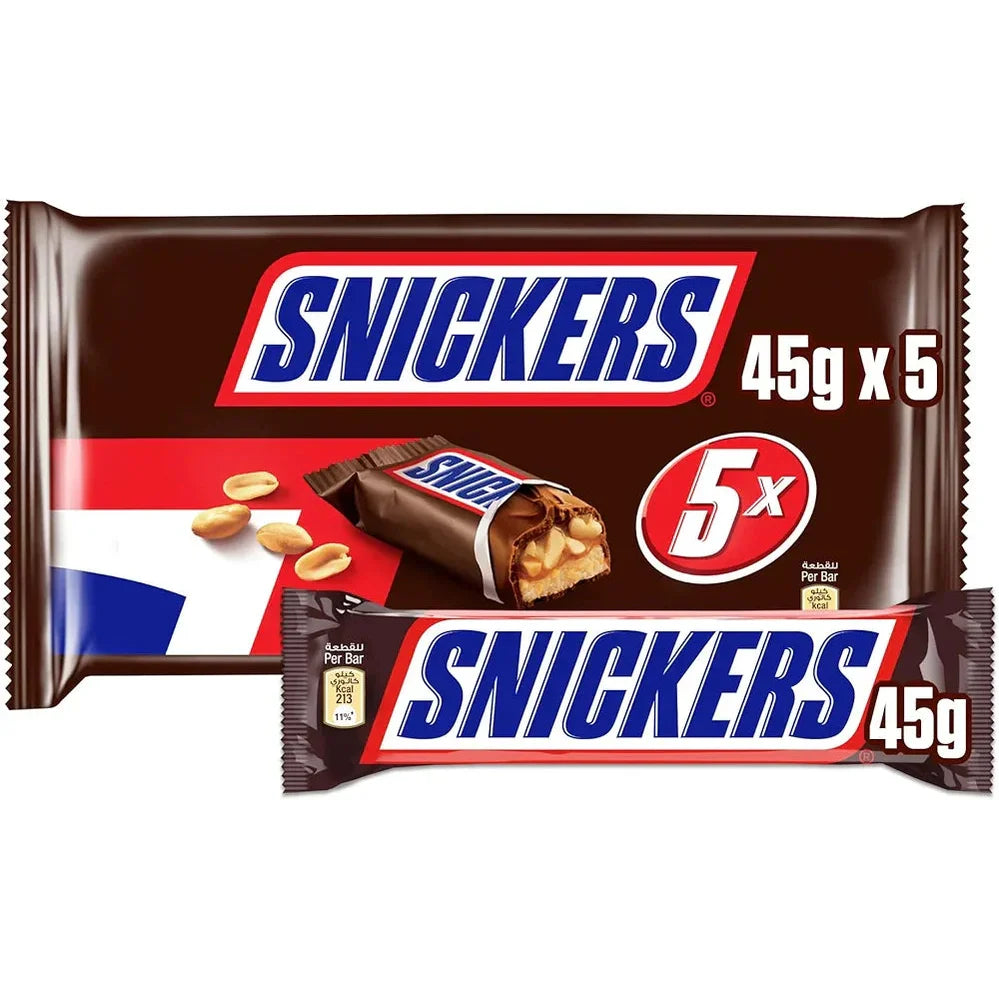 Snickers Chocolate Original Pack, 5 x 45g